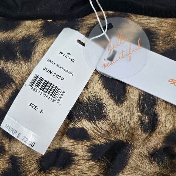 PILYQ Women's Size Small Bikini Bottom Cheetah Print Jungle High-Waist Full NWT - Picture 4 of 9